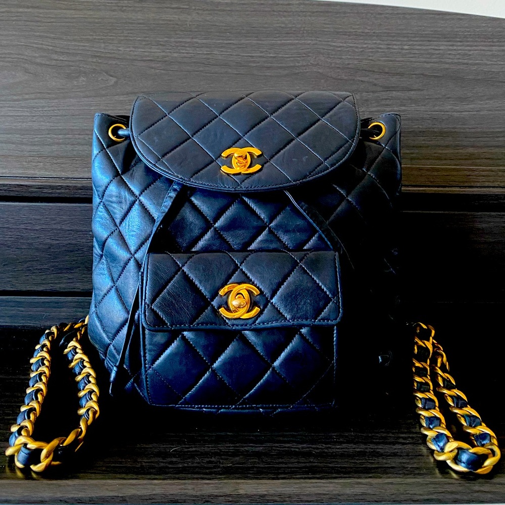 CHANEL Small Quilted Duma Backpack in Black Lambskin with 24K Gold Hardware